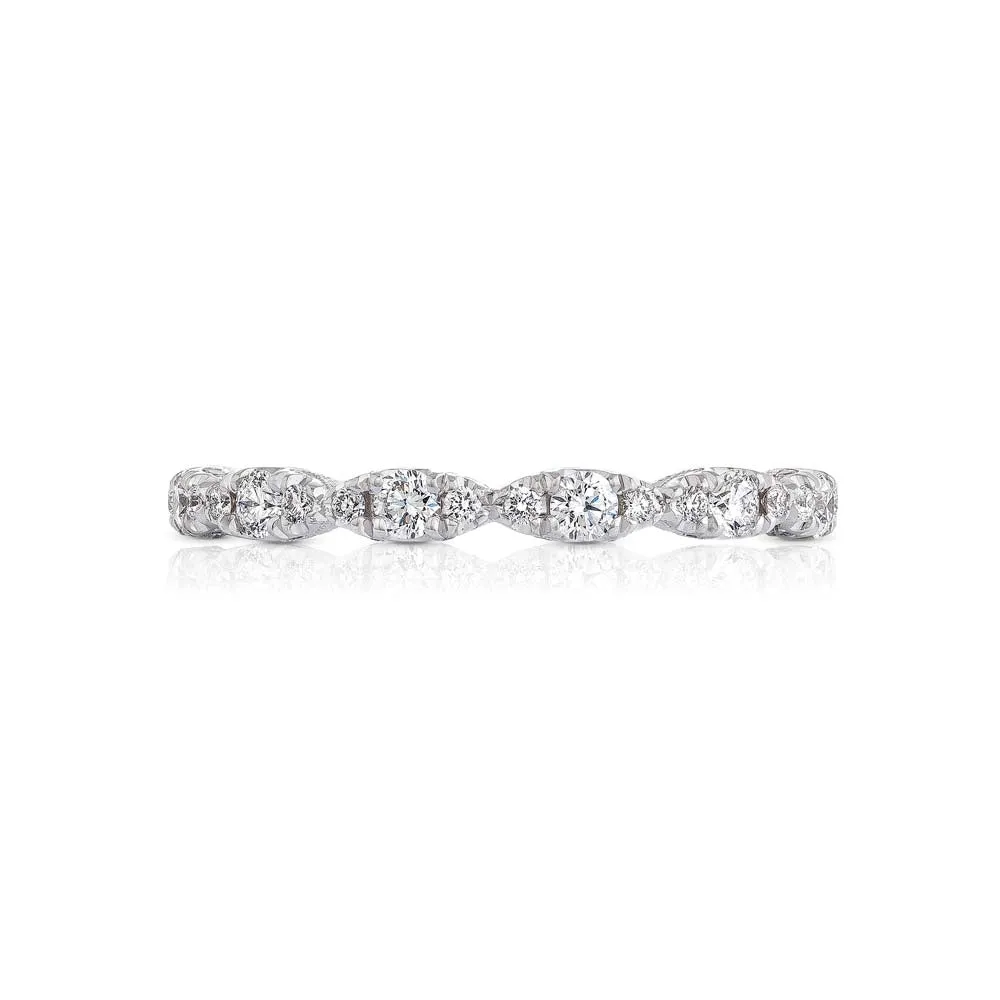 18k White Gold Petite Crescent Diamond Wedding Band