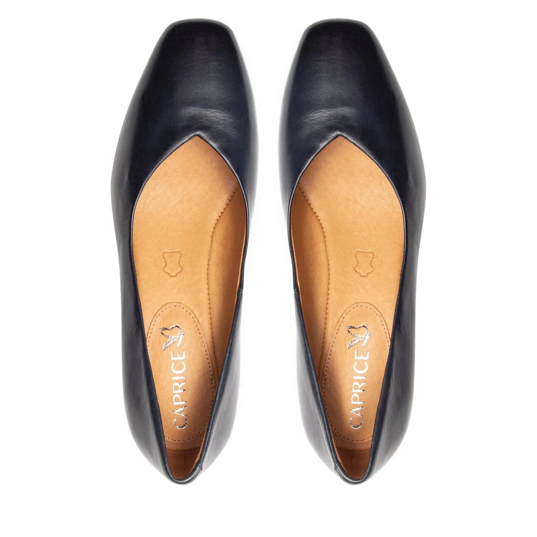 Caprice - Leather Mid-Heel Court Shoe Navy