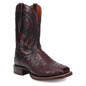 Dan Post Alamosa (Black Cherry)  - Men's Ostrich Skin Leather Cowboy Boots