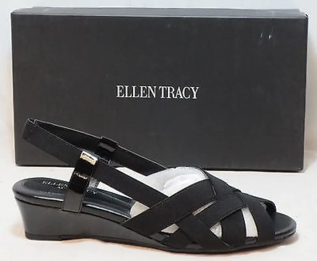 ELLEN TRACY Women's Jonas Sandal - Black Patent -  size 7M