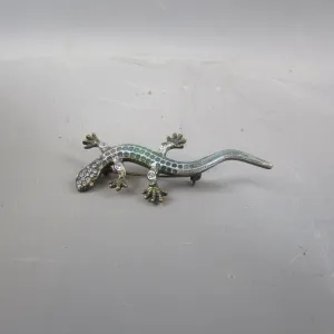 Enamelled Lizard Brooch Vintage Mid Century Modern c1960