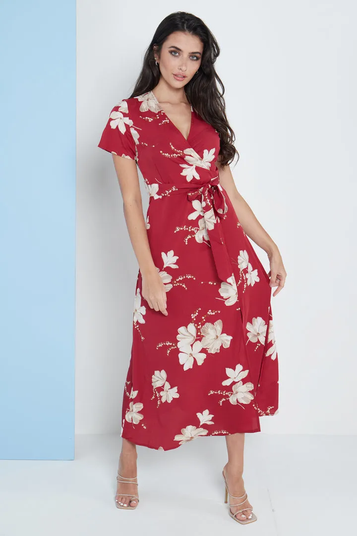 Lilura London Wrap Front Maxi Dress In Floral Print