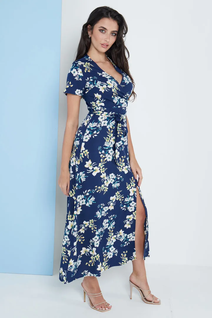 Lilura London Wrap Front Maxi Dress In Floral Print