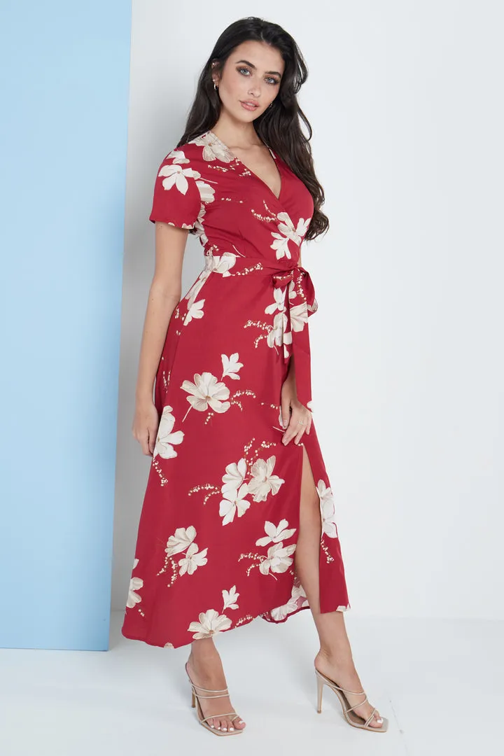 Lilura London Wrap Front Maxi Dress In Floral Print