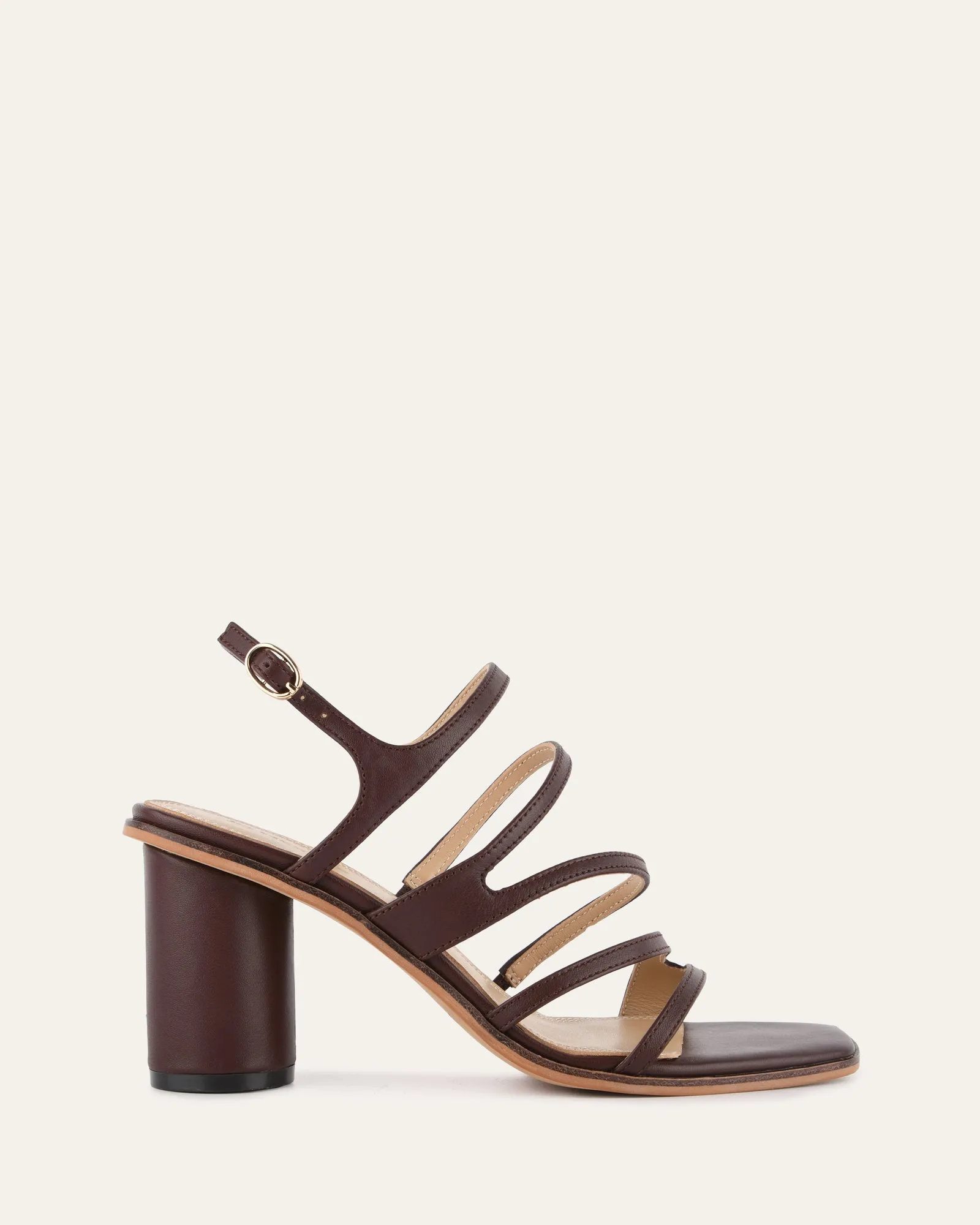 NOBU HIGH HEEL SANDALS COCOA BROWN LEATHER