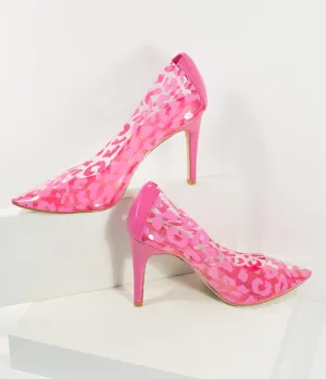 Pink & Clear Leopard High Heel Pumps