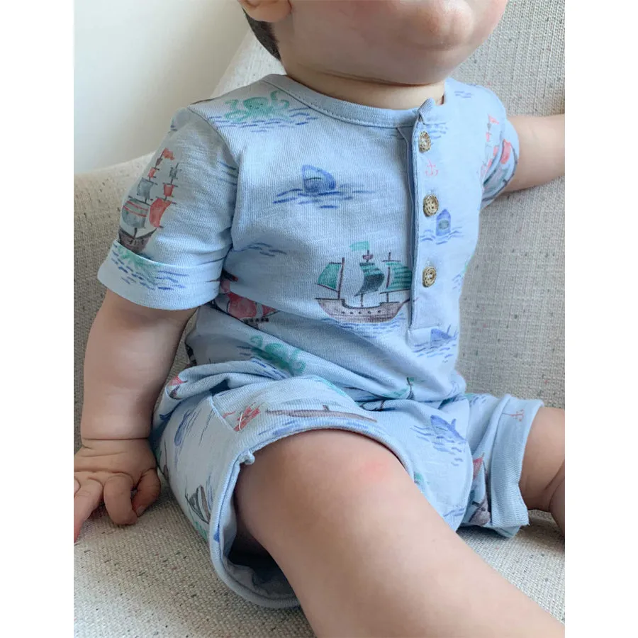 Pirate Ship Henley Growsuit