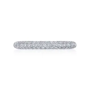 Platinum Three-Row Pave Diamond Wedding Band