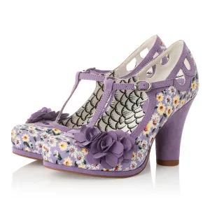 Ruby Shoo Valerie Lilac Floral Corsage T-Bar Heels