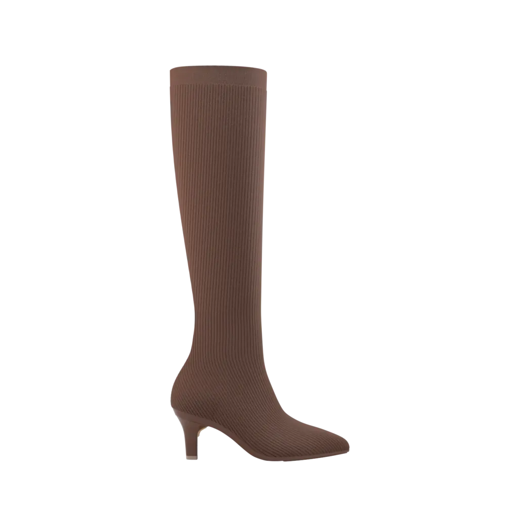 The Knee High Boot Walnut Knit   Stiletto Heel Kit 3 Walnut