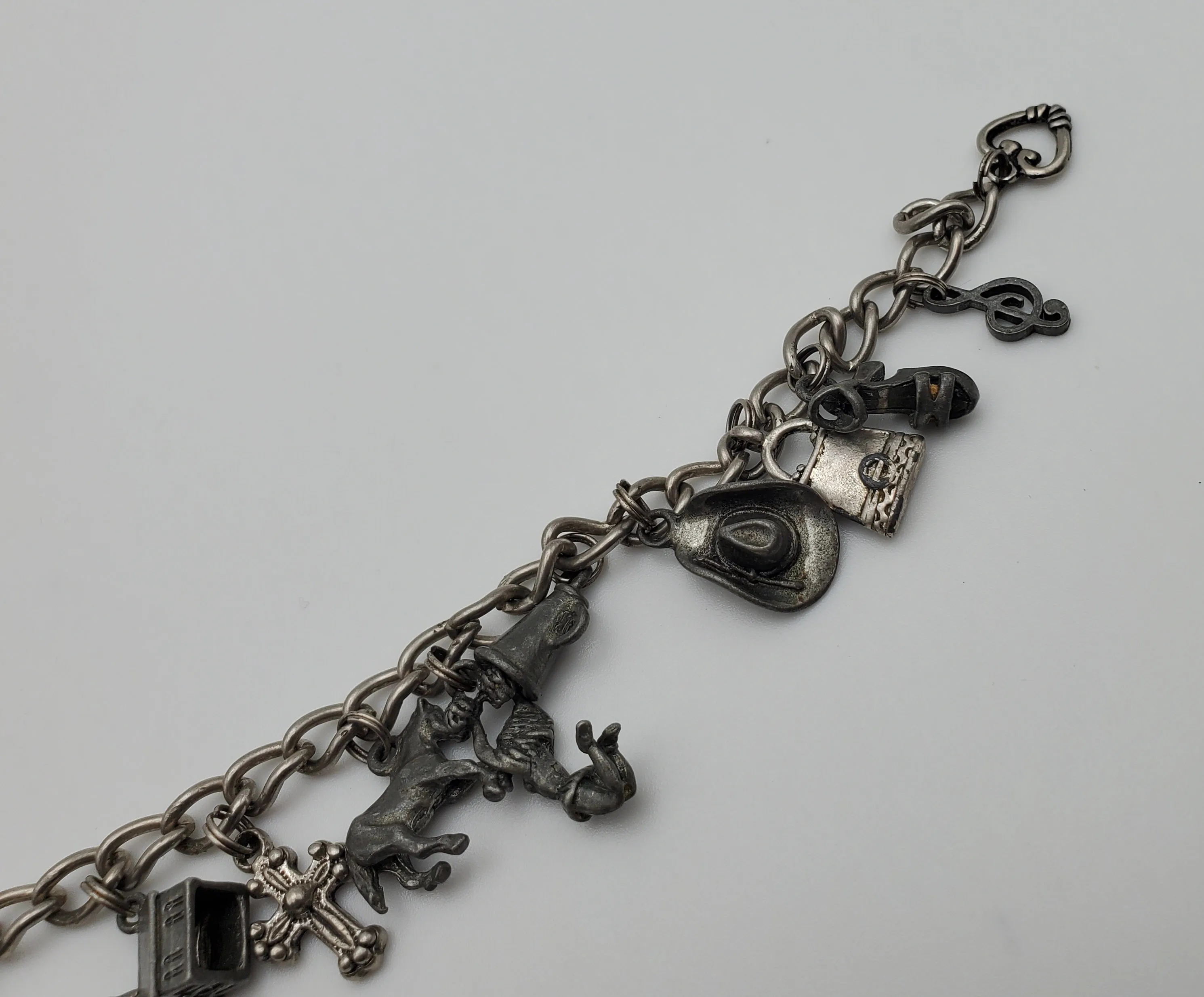 Vintage Chain Link Charm Bracelet - 7.5"