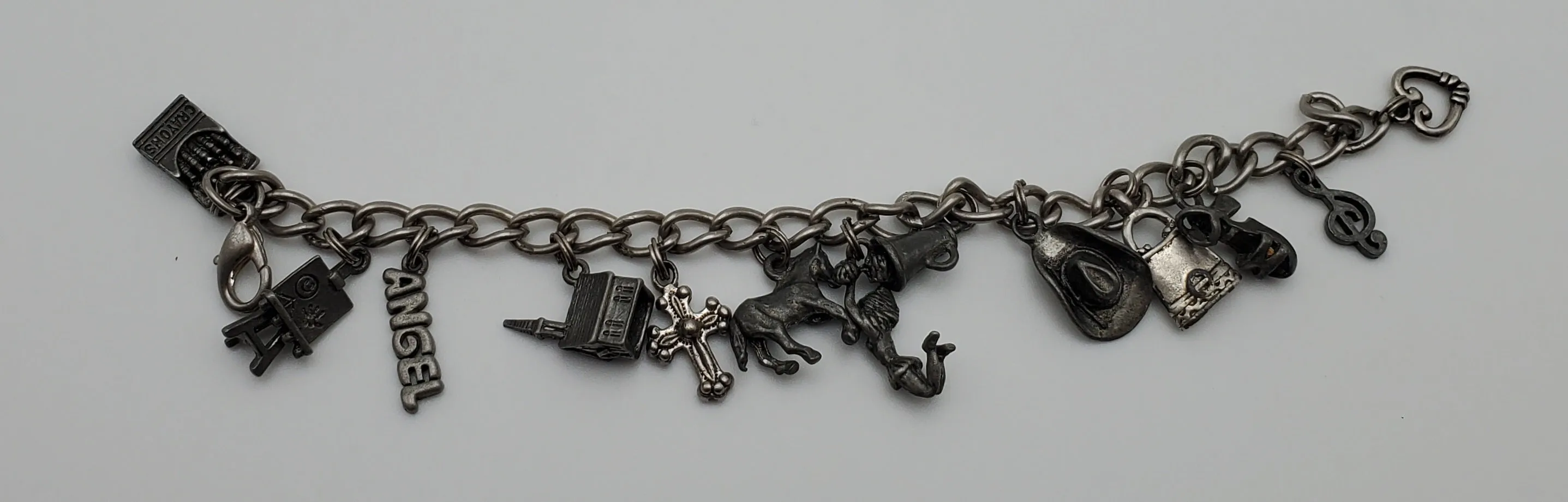 Vintage Chain Link Charm Bracelet - 7.5"