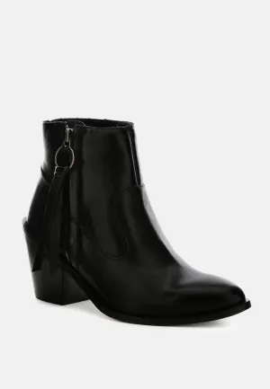 VIVIANA Black Ankle Boots with Zipper